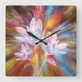 Relógio Quadrado Arte de flores modernas abstratas