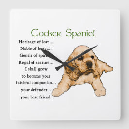Relógio Quadrado Arte de Puppfias do Cocker Spaniel