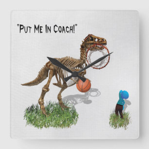 Relógio Quadrado Arte do Dinossauro "Me Coloque no Treinador"
