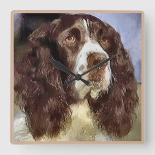 Relógio Quadrado Arte do Spaniel de Springer inglês