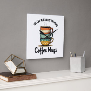Relógio Quadrado Arte Estético de Café Rústico Amante de Café Antig