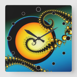 Relógio Quadrado Arte Fractal da Lua Brilhante