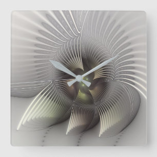 Relógio Quadrado Arte Fractal de Forma 3D Abstrata Moderna