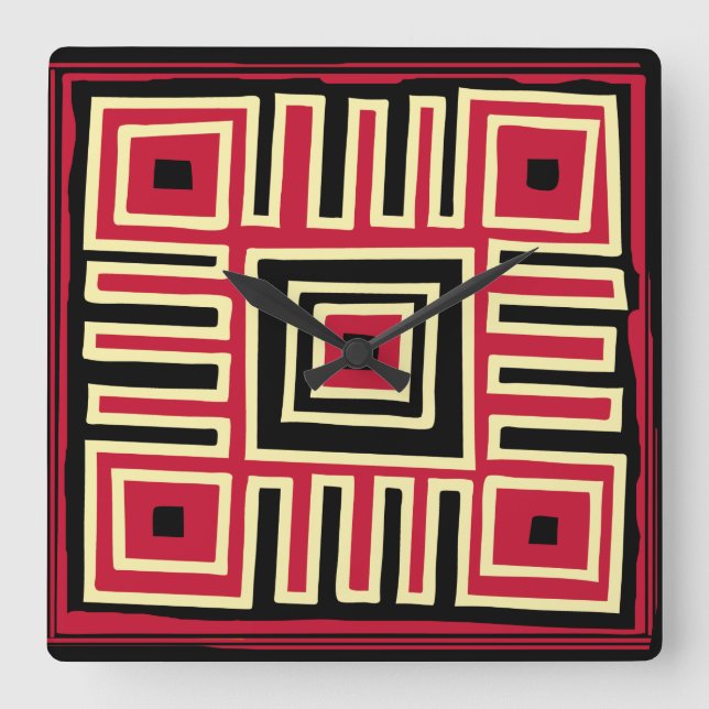 Relógio Quadrado arte geométrica moderna abstrato (Frente)