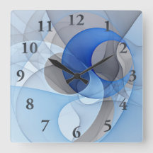 Arte Gráfica Abstrata Moderna Azul Cinza Fractal