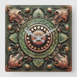Relógio Quadrado Arte Mandala
