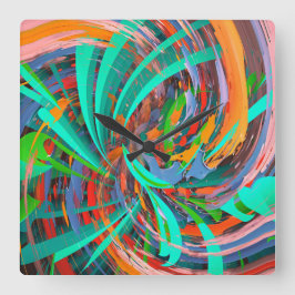 Relógio Quadrado Arte Mística Abstrata