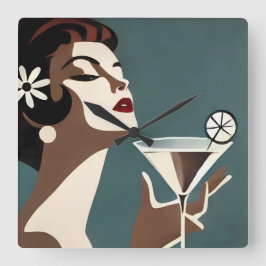 Relógio Quadrado Arte Moderna de Meados do Século A Martini DIva