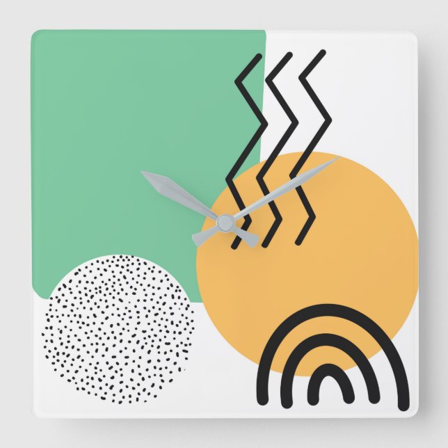 Relógio Quadrado Arte Moderna do meio século (Frente)