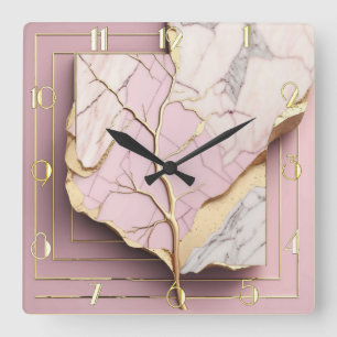 Relógio Quadrado Arte Moderna - Rosa