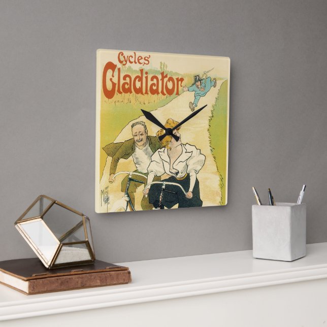 Relógio Quadrado Arte Nova Antiga, Bicicletas Gladiator Cycles (Escritório)