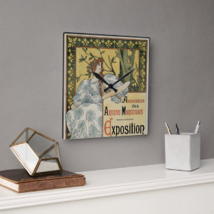 Relógio Quadrado Arte Nova Antiga, Exposição de Belas Artes