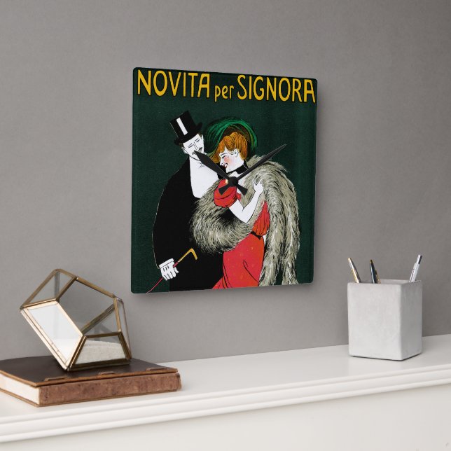 Relógio Quadrado Arte Nova Antiga, Moda Italiana Amor Romance (Escritório)