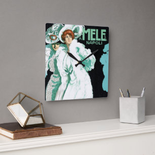 Relógio Quadrado Arte Nova Antiga, Moda Italiana, Mulheres Elegante