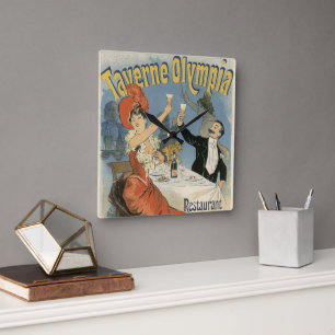 Relógio Quadrado Arte Nova Antiga, Restaurante Taverne Olympia