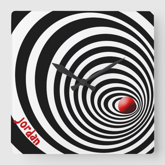 Relógio Quadrado Arte Óptica do Túnel de Tempo (Frente)