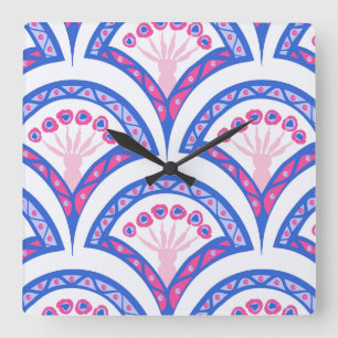 Relógio Quadrado Arte Ornamental Vintage Elegante