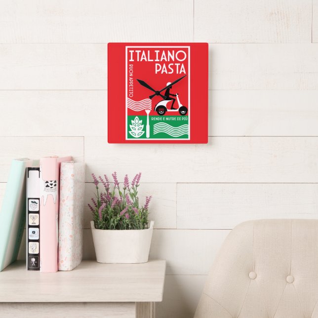 Relógio Quadrado Arte para massas italianas (Sala de leitura)