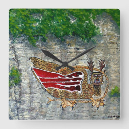 Relógio Quadrado Arte Tribal do Design dos Nativos Americanos
