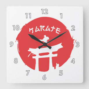 Relógio Quadrado Artes Marciais Karate Combate Luta