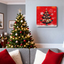 Árvore de Natal da Foto da Família no Natal Nevado