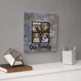 Relógio Quadrado Árvore russa de cordas em árvore madeiras em dific