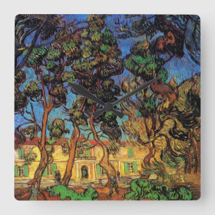 Relógio Quadrado Árvores de Van Gogh no Jardim, Hospital de São Pau