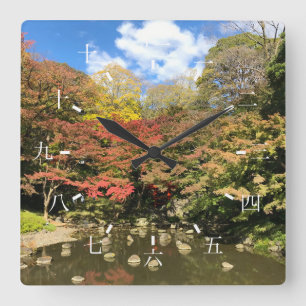 Relógio Quadrado Árvores Mapeadas Coloridas por Pond