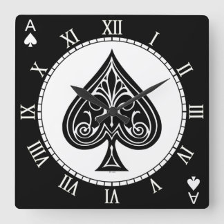 Relógio Quadrado Ás de espadas, cartas de jogar, pôquer, blackjack