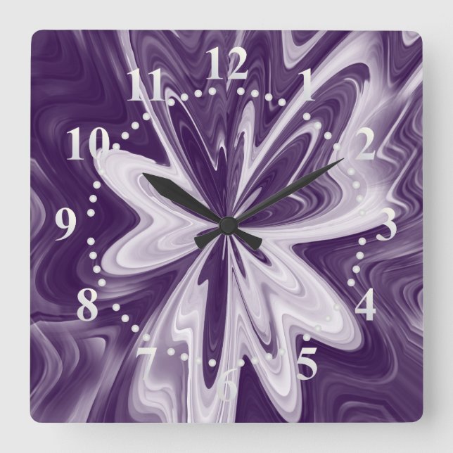 Relógio Quadrado asas de borboleta (Frente)