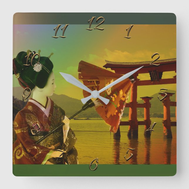 Relógio Quadrado Asiático (Frente)