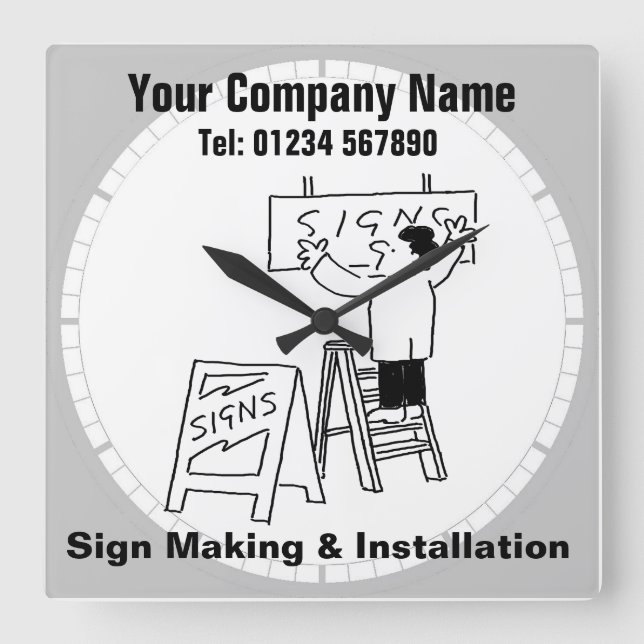 Relógio Quadrado Assinar Fazer e instalação. Escritório de Assinant (Frente)