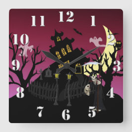 Relógio Quadrado Assustador Halloween