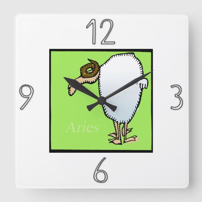 Relógio Quadrado Astrologia - Símbolo Zodiac Aries Wall Clock (Frente)