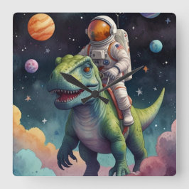 Relógio Quadrado Astronaut on Dino in Space