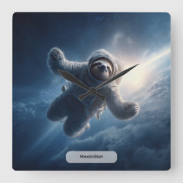 Relógio Quadrado Astronaut Sloth Space Surreal Animal Personalized 