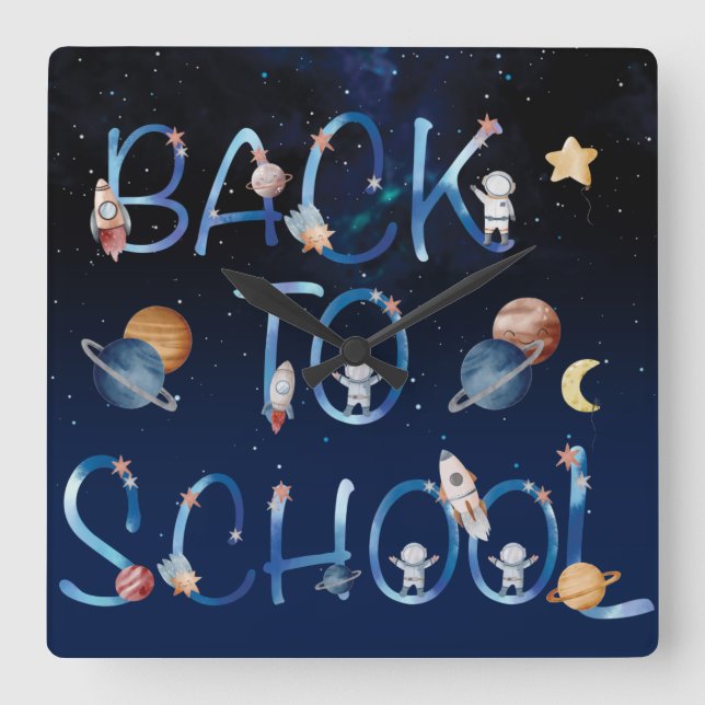 Relógio Quadrado Astronauts Planets Space,back to school (Frente)