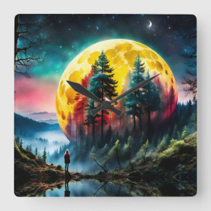 Relógio Quadrado Aterrissagem lunar, lua de configuração