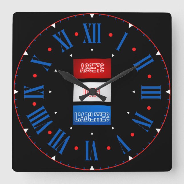 Relógio Quadrado Ativos Sobre Passivos Sinalizador Numerário Romano (Frente)