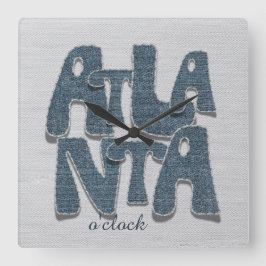 Relógio Quadrado Atlanta Denim Letter Wall Clock