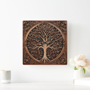 Relógio Quadrado Austrália: Waratah Wood Impressão,