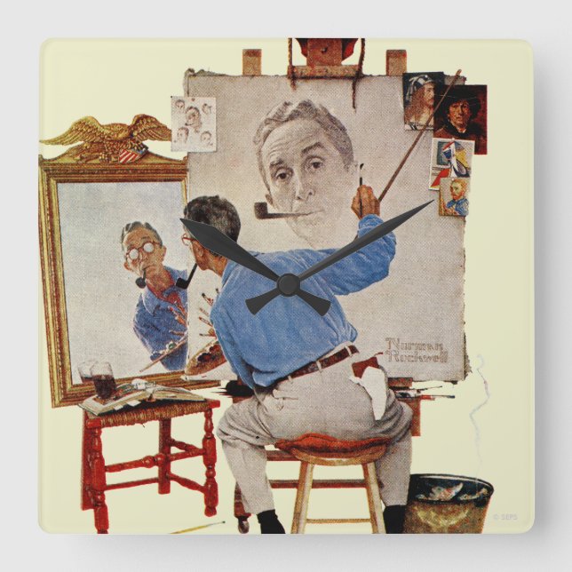 Relógio Quadrado Auto-Retrato triplo (Frente)