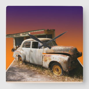 Relógio Quadrado Autocarro Rustic Vintage E Garagem,