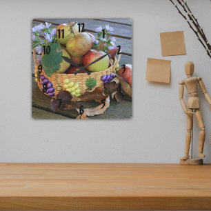 Relógio Quadrado Autumn Apple Harvest