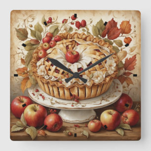 Relógio Quadrado Autumn Apple Pie Wall
