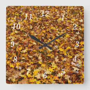Relógio Quadrado Autumn Deixa o Abstrato Wall Clock