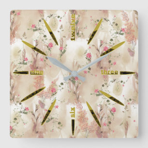 Relógio Quadrado Autumn Neutral-toned Elegant Botanical theme