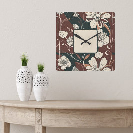 Relógio Quadrado Autumn Noir Blossoms Wall Clock