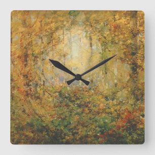 Relógio Quadrado Autumn Tangle Holmes Watercolor Fall Forest