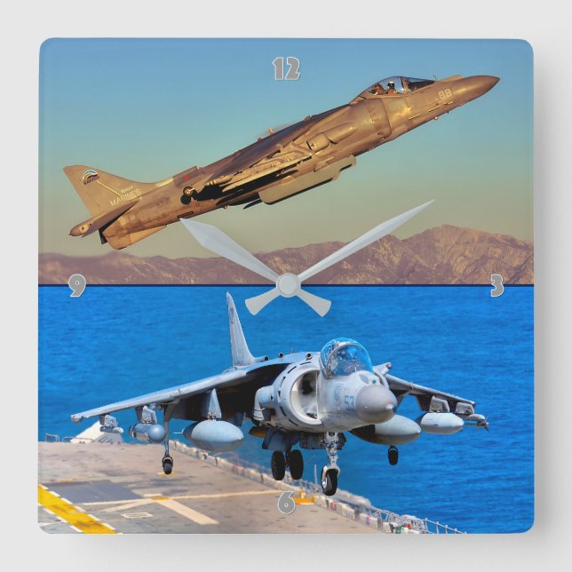 RELÓGIO QUADRADO AV-8B HARRIER II (Frente)